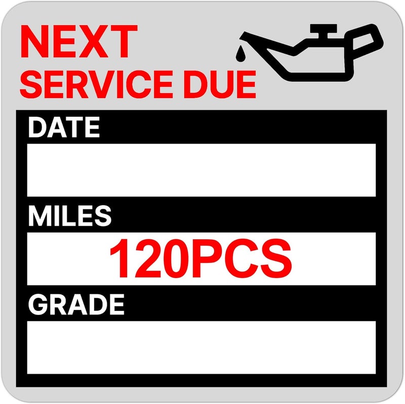 GUEER for Oil Change Sticker Static Cling, Clear Stickers 120 Pcs 2”x 2” Next Service Due Sticker for Windshield, Easy to Peel with No Residue for Car Auto Vehicle Window (Red) - Image 1